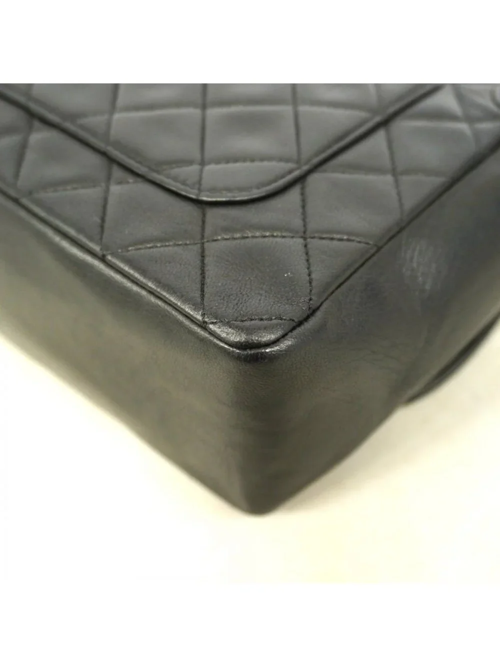 Chanel Shoulder Bag Quilted Lambskin Black Gold